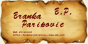 Branka Paripović vizit kartica